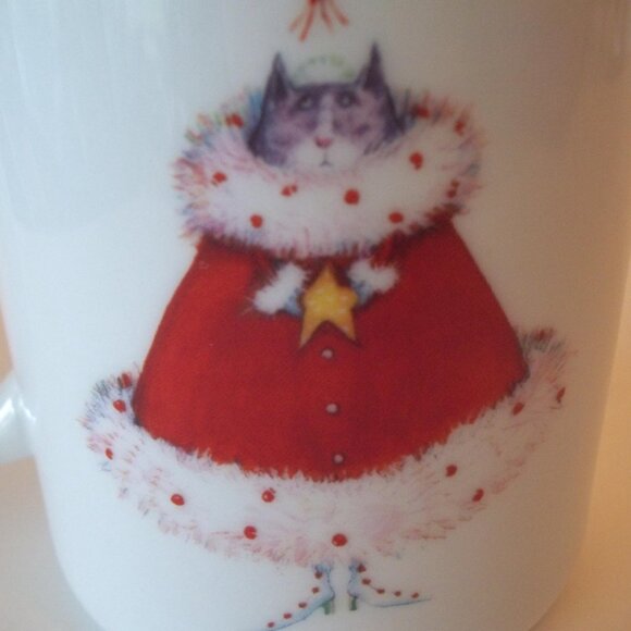 Department 56 Christmas Krinkles Santa Cat Mug by Patience Brewster, 16 oz - Picture 2 of 4